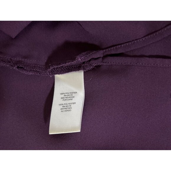 Tahari Women Burgundy Long Sleeve Blouse Keyhole Back Size L - Picture 5 of 5